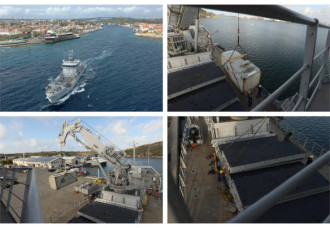 Navy ship HNLMS Pelikaan delivers emergency aid to Jamaica.