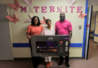 Rotary Club of St. Martin Sunset Donates Digital TV Screen to Louis Constant Fleming Hospital Maternity Ward.